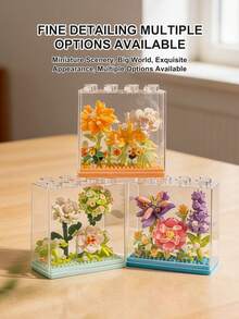 Bộ bó hoa dành cho người lớn unisex, đồ chơi lắp ráp hoa mini, đồ chơi cây mọng nước, chậu và bình hoa, đồ chơi sưu tập cây cảnh, cây trồng trong chậu sáng tạo, đồ chơi lắp ráp sáng tạo, bao gồm Starlight Wish, Crimson Eternal, Water Flower Shadow, Cactus Dream, Fairy Grace, Chrysanthemum Breeze và 6 loại hoa khác. - Nhiều màu - Xem 8