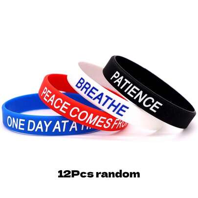 12 Pcs Inspirational Silicone Bracelets Rubber Bands Wristbands With Motivational Saying In Unisex Adult Size Wrist Band Gift For Men Women