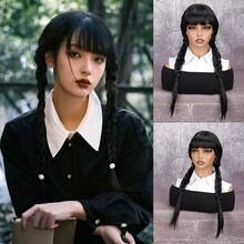 Women's Synthetic Bob Cut Wig With Bangs Short Straight Heat Resistant Beginner Friendly Halloween Cosplay Wig - Black - View 2