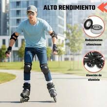 Patines 4 Ruedas Linea Luces Led Profesionales Niños Adultos Color Negro Talla De Los Patines Gn Cm 24.5-27.5 Tamaño De Las Ruedas 82 Mm - Negro1 - Ver 5