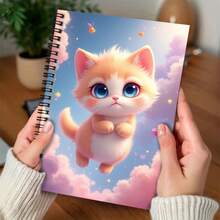Quaderno a spirale da 100 pagine con copertina raffigurante un gatto dagli occhi blu, pratico per lavoro, studio e pianificazione quotidiana, regalo ideale per laurea, compleanno e altre occasioni - T - Visualizzare 4