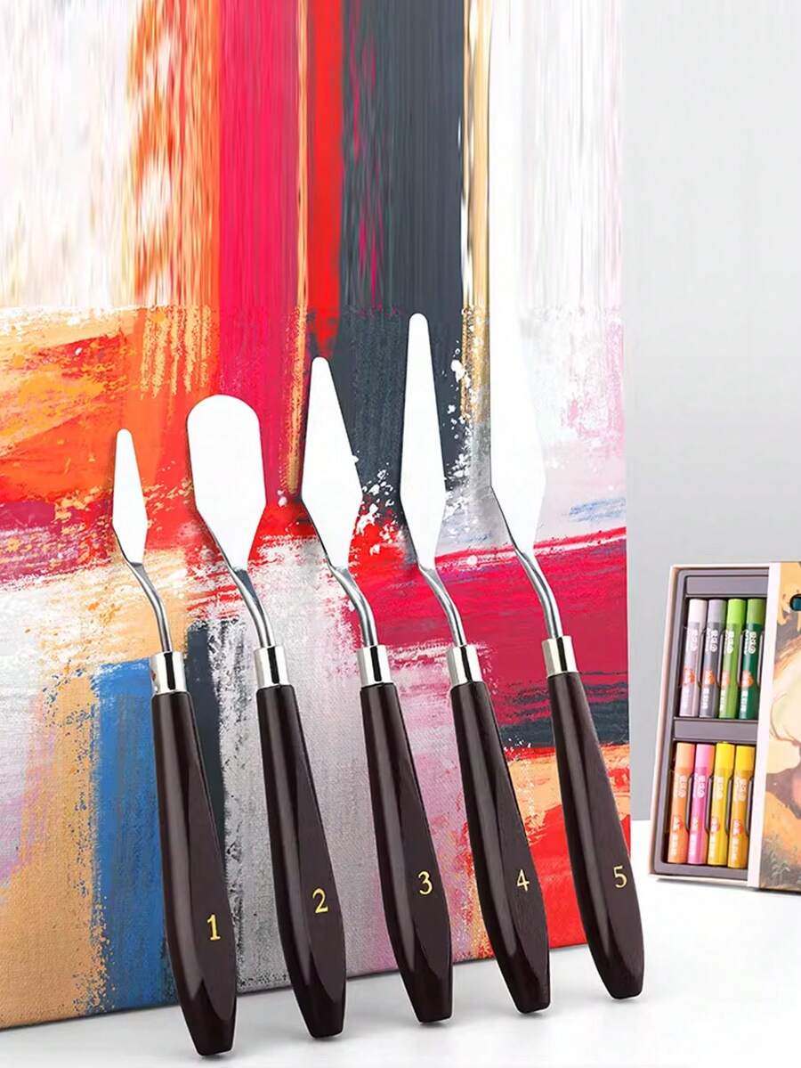 6PCS Painting Knives Stainless Steel Spatula Palette Knife Oil Painting Accessories Color Mixing Set For Oil, Canvas, Acrylic Painting - Sets - View 1