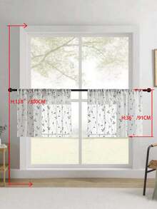 1 buah Tirai Tipis Bordir, Motif Bunga, Dengan Kantong untuk Batang Tirai, Penghalang Sinar UV, Bernapas, Kain Poliester, Tanpa Lapisan, Cocok Untuk Ruang Tamu, Kamar Tidur, Ruang Makan - Grey - View 23