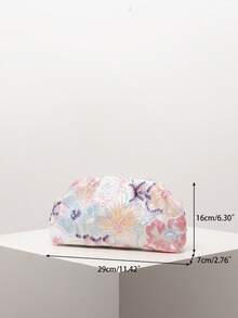 (隨機圖案) 女款手拿包，亮片包，花卉圖案，刺繡包，百褶包，晚宴派對，派對穿搭，舞蹈配件，婚禮用品，優雅女款錢包，女性禮物 - 彩色 - 查看 6