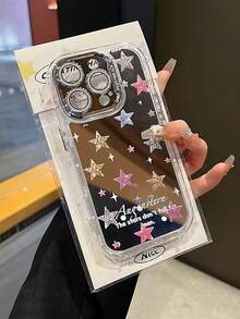 1pc Star Pattern Classic Shockproof Mirror Phone Case Suitable Compatible With Apple 17Pro/17/17Promax/11/12/13/14/12 Pro Max/16 Pro/15 Series Lens Protection, Holiday Gift - Multicolor - View 3
