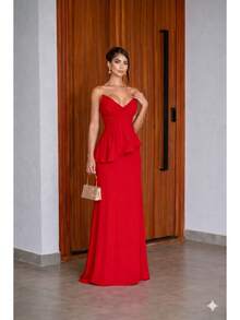 Luxury Strapless Dress In Structured Crepe - Perfect For Bridesmaids And Gala Events - Red - View 4