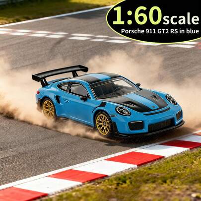 （1:60）保时捷 911 GT2 RS 仿真合金跑车模型，迷你赛车玩具，压铸金属车模，收藏摆件，桌面装饰，家居装饰，展示配件，适合男孩、成人和汽车爱好者，生日和节日礼物，纪念模型玩具