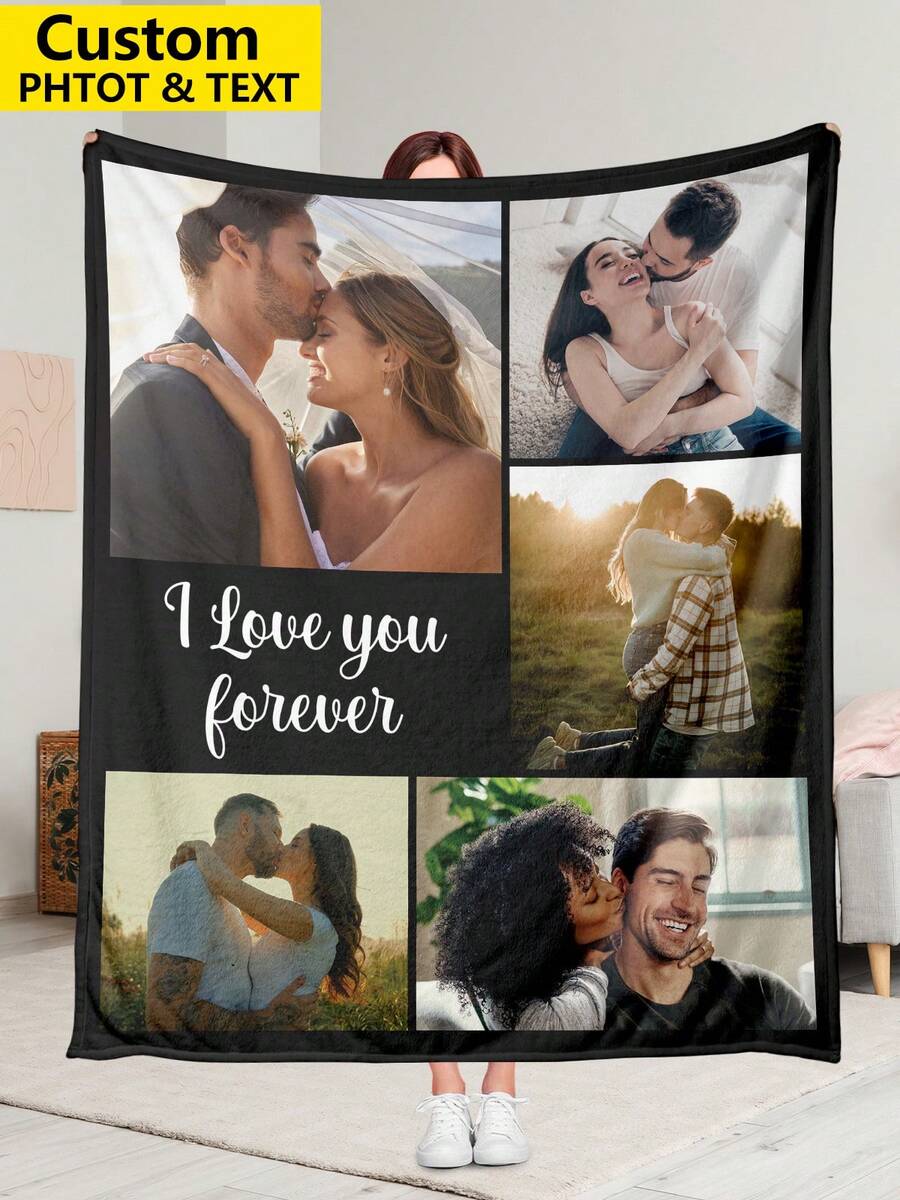Custom Blankets, Personalized Photos And Text Gifts, Flannel Personalized Photo And Text/Name Blankets For Easter, Personalized Soft And Comfortable Blankets, Customized Special Photo And Text/Name As Graduation Gift, Class Of 2026, Mother's Day, Birthday Gifts, Family, Wedding, Souvenir Customized Blankets, Blankets Suitable For All Seasons, Washable, Machine Washable, Lightweight, Breathable, Comfortable, Warm, Comfortable Customization, Unique, 280gsm For Him, Her Personalized Ideal Gifts For Her, Him, Family, Boyfriend, Girlfriend, Father, Family, Mother, Lover, Daughter, Son, Grandfather, Grandmother, Friend, Classmate, Pet. Perfect Nap, Camping, Travel, Home, Daily Life, Office Decoration, Birthday, Anniversary, Valentine's Day, Thanksgiving, Christmas, Halloween, Father's Day, Wedding - Multicolor - View 1