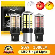 TOAUTO 2 bóng đèn LED ô tô 20W 3000LM Canbus 144SMD BA15S BAU15S BAY15D 3156 3157 7440 7443 dùng cho đèn xi nhan trước sau, đèn phanh, điện áp 12V, màu trắng, đỏ, vàng. - A - Xem 2