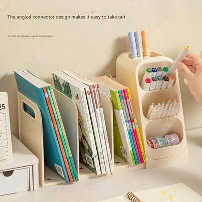 Desktop Book Storage Box, Pen Holder, Student Desk Organizer, Office Workstation Bookshelf, Multipurpose Storage Rack