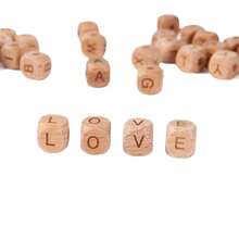 26个天然榉木方形压花大写字母，可用于DIY饰品、钥匙扣、手机挂绳等配件 - 字母組合 - 查看 3