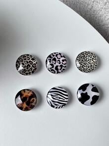 1个水晶玻璃豹纹系列手机支架，可伸缩折叠气垫支架，慵懒桌面气垫支架 - 彩色 - 查看 3