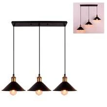 3-Light Industrial Pendant Light Fixture, Adjustable Metal Hanging Lamp, Vintage Pendant Lighting For Kitchen,Restaurant,Dining Room,Cafe(Bulb Not Included) - Sideways - View 2