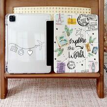 1个飞机天空景观3+Y折叠多角度磁吸支架平板电脑保护套，带笔槽和自动休眠/唤醒功能，兼容iPad Pro/Air、三星、小米Pad 5/6/7 - 彩色 - 查看 6