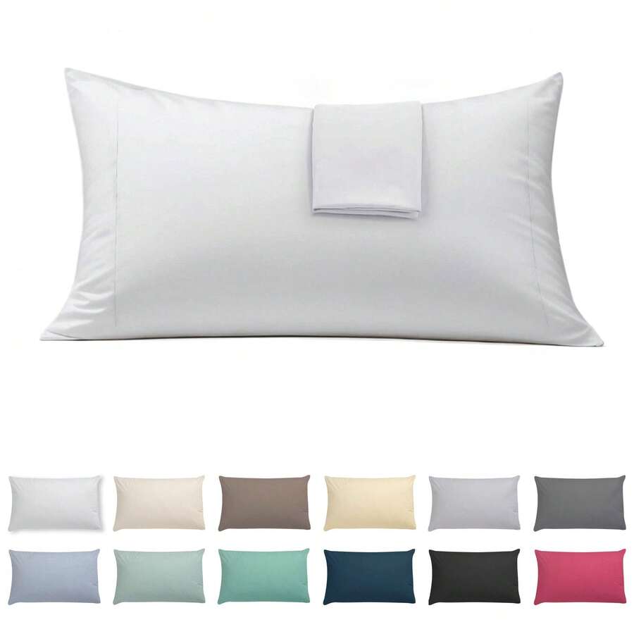 Ecommerc3 Pillowcase Pack Of 2, Cotton, 45x100 Cm, Flap Closure, Wide Variety Of Colors - 白色 - 查看 1