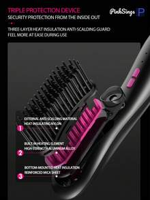 PinkSings 3-In-1 Rechargeable Wireless Nano Mist Straightening Brush, Easy Curling, Includes Hair Oil Care, Instant Heating - White - View 5