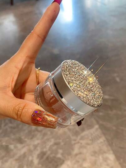 1pc 30g Moisturizer Refillable Jar, Rhinestone Embellished Mud Mask Makeup Remover Travel Portable Cosmetic Skincare DIY Dispenser Container, Suitable For Lotions, Powders, Creams, Gift