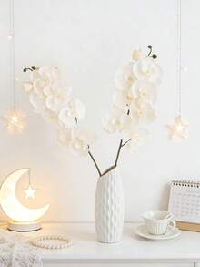 1/3/6pcs Artificial Phalaenopsis Orchid Flowers, Silk, Suitable For Living Room, Home Garden, Wedding, Romantic Party, DIY Moon Wreath Decor, Valentine's Day, Mother's Day, Birthday Gift, Chinese New Year, Gift For Girlfriend Or Lady - White - View 1