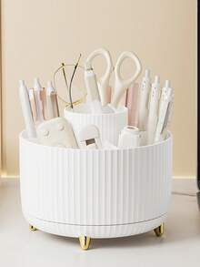 1pc 360° Rotating Desktop Makeup Brush Holder With 4 Golden Horns, Makeup Organizer Rack For Storing Eyeshadow, Lipstick, Brushes, Use In Room, Home, Bedroom, Bathroom, Desk, Accessories, Unique Gift - 彩色 - 查看 11