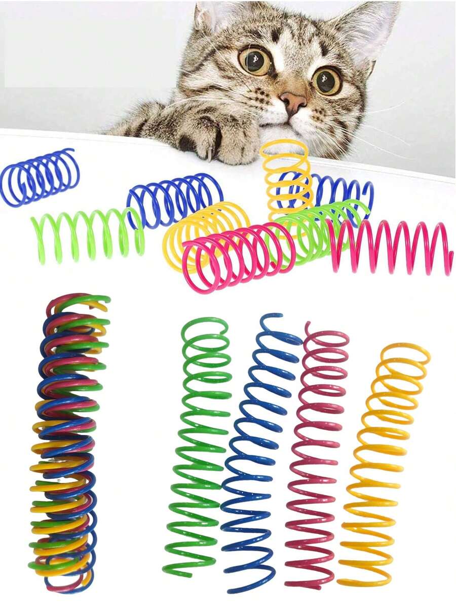 多种颜色猫咪弹簧玩具，耐用耐咬玩具，宠物益智互动玩具 - 彩色 - 查看 1