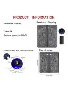 EMS足部按摩器，足部理疗仪，带脉冲功能的自动足部经络按摩垫 - 黑色 - 查看 9