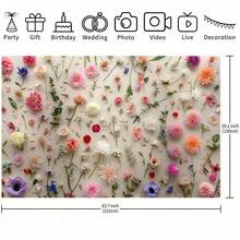 1 pièce Toile de fond murale florale colorée, design plat 2D avec motifs floraux roses, blancs et multicolores, convient pour les fêtes d'anniversaire, les mariages, les anniversaires, la Saint-Valentin, les fiançailles, la décoration intérieure et les accessoires de studio photo, la décoration d'événements, crée une atmosphère joyeuse, polyvalent et multi-tailles - 001 - Voir 8