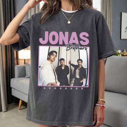 C1AmiS1eta vintage de los Jonas Brothers con el 20.º ani1versario de su gira, C1AmiS1eta retro con gráfico de banda, C1AmiS1eta suave lavA1DA, atuendo uniS1ex para conciertos
