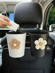 1pc Flower Shaped Car Trash Can, Seat Garbage Bin, Air Vent Trash Holder - Garbage Can - View 4