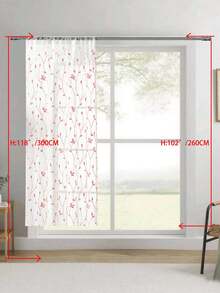 1 tấm rèm voan thêu, họa tiết hoa, thiết kế có khe luồn thanh treo, chống tia UV, thoáng khí, trong suốt, chất liệu polyester, không có lớp lót, thích hợp cho phòng khách, phòng ngủ, phòng ăn. - Hồng - Xem 37