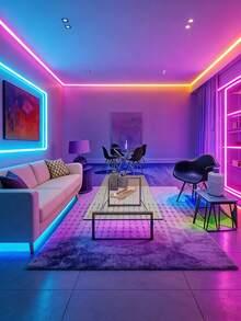 5米/4米/3米/2米/1米彩色霓虹LED灯带，配备44键红外遥控器和APP控制，DC 5V 2835 USB接口，RGB颜色和亮度可调，柔性RGB霓虹灯，颜色和亮度可调，音乐模式，适用于圣诞节、电影主题、家居装饰和派对氛围 - 多色光 - 查看 2