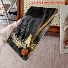 1个万圣节黑色猫鬼图案3+Y可折叠多角度磁吸支架平板电脑保护套，带笔槽和自动休眠/唤醒功能，兼容iPad Pro/Air、iPad 5/6/7 - 彩色 - 查看 6