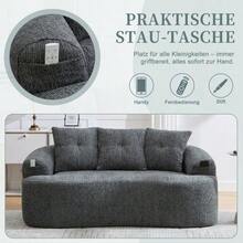 Este moderno conjunto de sofá de dos plazas presenta cojines redondos y profundos con estampado de nubes de chenilla, un diseño compacto sin muelles e incluye tres cojines decorativos. Ideal para apartamentos pequeños. - Gris - Ver 7