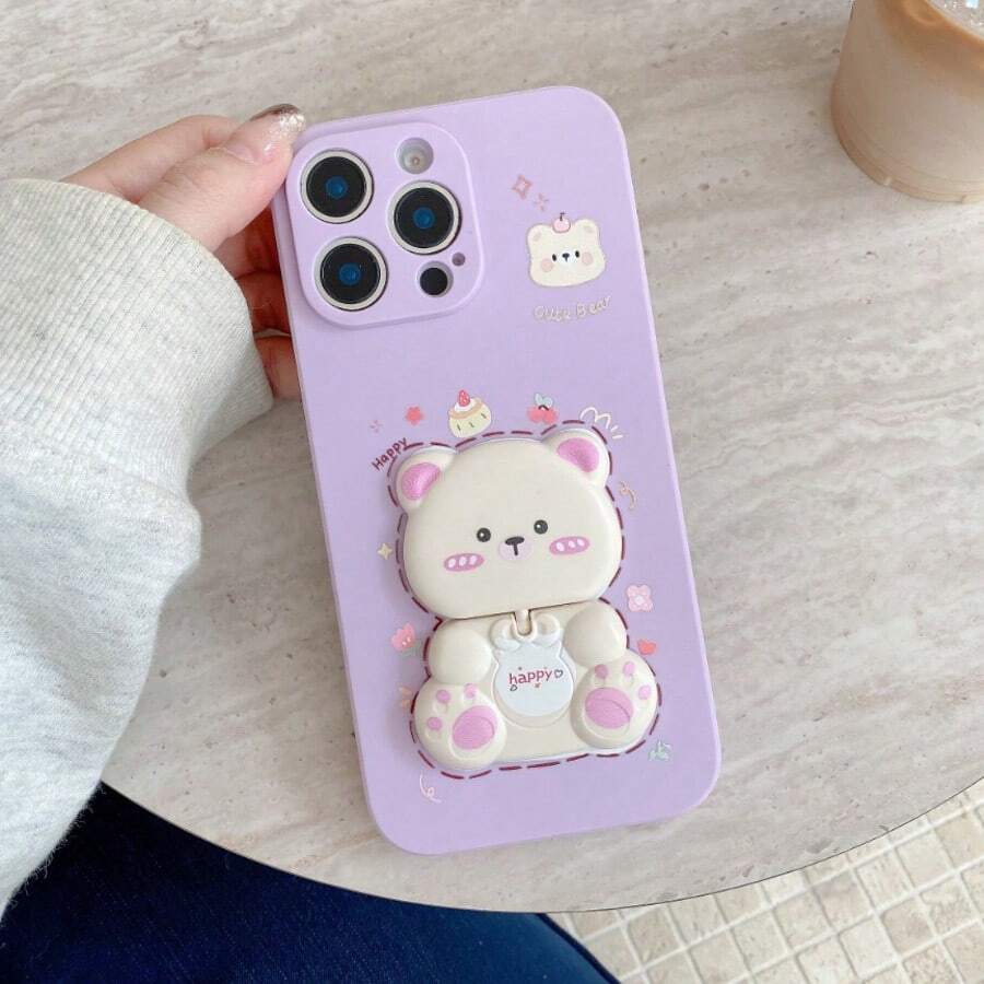 1个3D猫咪手机壳，适用于，防震时尚手机壳 - 淡紫色 - 查看 1