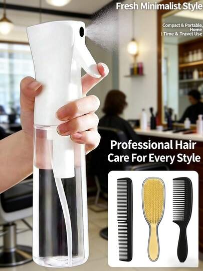 Bộ dụng cụ tạo kiểu tóc tối giản: Bình xịt phun sương liên tục + Lược gỡ rối không gây đau rát cho mọi loại tóc - Bộ chăm sóc tóc nhỏ gọn: Bình xịt phun sương mịn & Lược gỡ rối lông mềm mại dành cho nữ