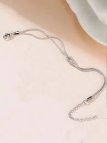 1pc Fashionable Minimalist Double-Layer Twisted Stainless Steel Snake Bone Chain Bracelet For Men, Everyday Wear - Bạc - Xem 3