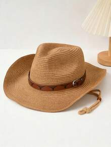 这款宽檐草帽男女皆宜，具有防晒功能。它既是西部牛仔帽，也是牛仔帽，适合夏季海滩佩戴。这款草帽结构坚固耐用，且易于折叠。 - 棕扣頭牛草帽 - 查看 10