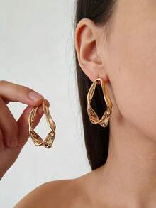 1对时尚优雅几何水滴耳环 - 水滴耳釘 - 查看 2