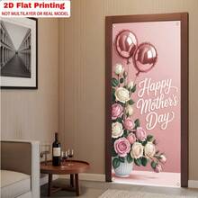 2D Flat Design, Happy Mother's Day Pink Flower & Butterfly Pattern Curtain Decor, Suitable For Party Fabric, Spring Door Decoration, 2D Flat Design, Multiple Styles And Sizes - 15 - View 4