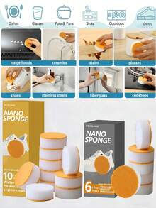 Bộ 1/5/6/10 miếng bọt biển tẩy rửa thần kỳ, miếng bọt biển cọ rửa gia dụng, miếng bọt biển cao su, thích hợp cho nhà hàng, khách sạn, dọn dẹp nhà cửa, đồ dùng nhà bếp, bồn rửa, đồ nội thất, giày dép, có thể tái sử dụng. - Nhiều màu - Xem 3
