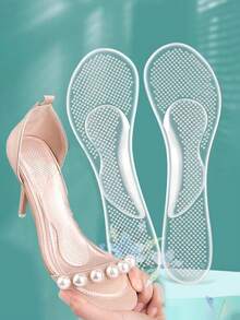 1 Pair Women's Transparent Silicone Arch Support 3/4 Length High Heel Insoles, Fashionable Non-Slip Hidden Inserts - Clear - View 1