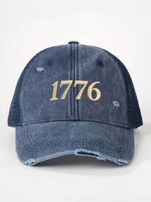 1顶男女通用刺绣1776美国建国250周年纪念做旧网眼棒球帽，户外休闲通勤简约Y2K风格遮阳帽 - 棒球帽 - 查看 2