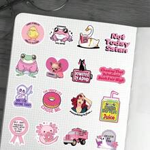 50 piezas Pegatinas rosas lindas para decorar planificador, diario, álbum de recortes, funda de teléfono, teclado, cuaderno, guitarra, casco, monopatín, sobre, taza - Ver 3