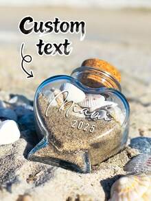 Customized Honeymoon Sand Bottle, Personalized Honeymoon Heart-Shaped Glass Jar, Customized Wedding Bride Party Bottle, Beach Resort Souvenir Bottle, Honeymoon Memories, Creative Beach Couple Gift, Unique Honeymoon Sand Souvenir - Multicolor - View 1