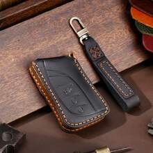 1pc Handmade Genuine Leather Key Fob Holder Case Cover For Lexus/ Key - one-size - View 4