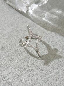 1 chiếc vòng tay/nhẫn hình ngôi sao bốn cánh bằng đồng đính đá Zirconia sang trọng, kiểu dáng tối giản, đa năng và sáng tạo dành cho nữ. - Ngôi sao - Xem 6