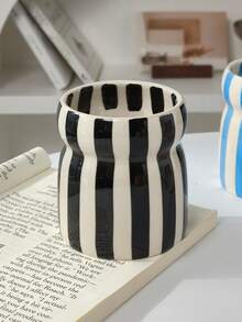 Cabin Kangaroo 1 chiếc cốc sứ kẻ sọc vẽ tay kiểu Ins, cốc cà phê thiết kế độc đáo, cốc ăn sáng gia đình, cốc đựng cọ trang điểm cao cấp. - Nhiều màu - Xem 4