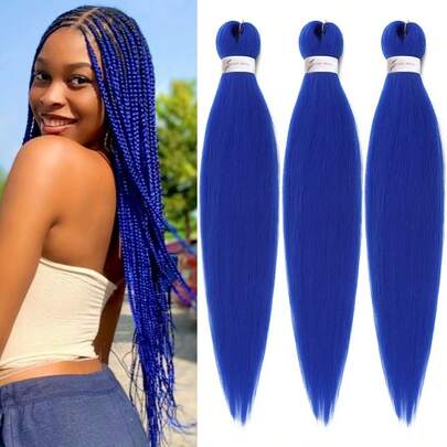 3pcs/Pack 26-Inch Pre-Stretched Soft Kanekalon Braiding Hair Extensions, Heat Resistant Synthetic Fiber, Multi-Color Options Suitable For Various Skin Tones, Ideal For Braiding, Stage Performance, Party, Halloween And Cosplay