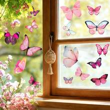 1/5pcs Reusable Pink Butterfly Window Stickers, Double-Sided Electrostatic Adsorption, Suitable For Bedrooms, Living Rooms, Kitchens, Bathrooms, Classrooms, And Home Decor. - Multicolor - View 3