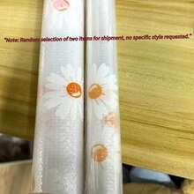 1 Roll Chrysanthemum Pattern Shelf Liner, Non-Adhesive Drawer Liner, Non-Slip Refrigerator Pad, Waterproof EVA Cabinet Liner, Easy-To-Clean Kitchen Cabinet Mat - A - View 7
