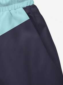 男士夏季印花图案抽绳腰斜插口袋夏威夷风速干双层网眼衬里短裤，撞色3D印花时尚休闲沙滩度假百慕大泳裤 - 彩色 - 查看 5